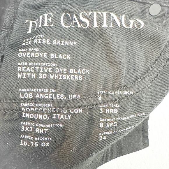 The Castings Mid Rise Skinny Overdye Black Denim Jeans Size 30 - Picture 6 of 9
